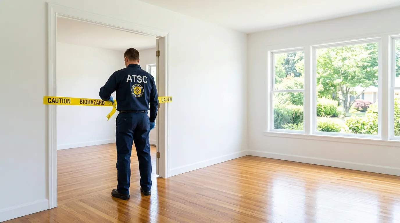 Certified biohazard cleanup crew performing Decomposition Cleanup in Greenacres City